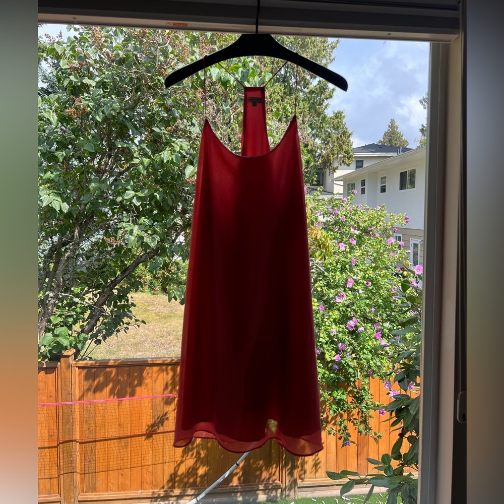 Pink slip dress.